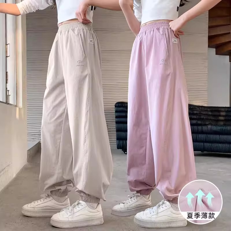 女童夏季轻薄速干防蚊束脚运动裤