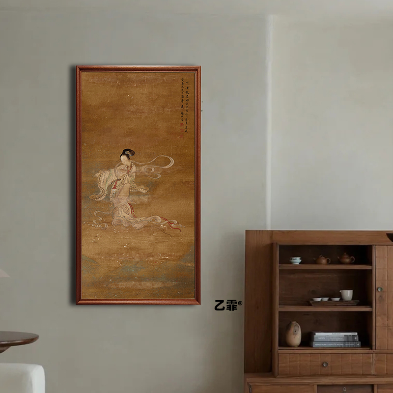 桔子格调天女散花图中式人物客厅卧室中古挂画书房玄关茶室装饰画图片
