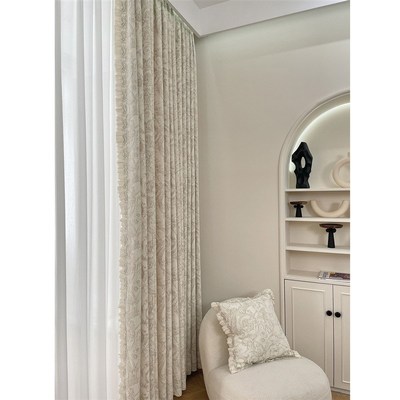 莫里斯新款遮光窗帘奶油色客厅卧室法式复古提花雪尼尔2024年新款