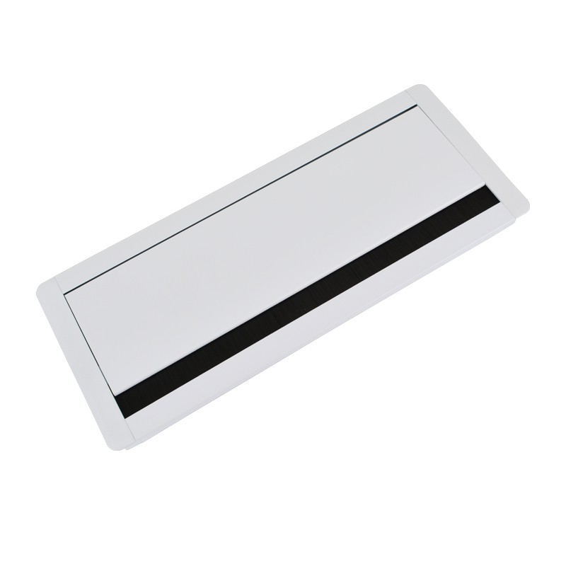 办公桌铝合金翻盖线盒电脑桌面穿线孔盖板带毛刷缓冲穿线盒装饰盖