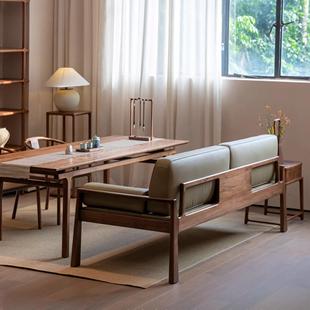 客厅黑胡桃木新中式 罗汉床茶桌椅组合两用小户型实木禅意贵妃睡榻