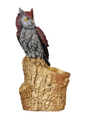 猫头鹰笔筒摆件桌面装饰品书房客厅书桌铜笔筒彩铜工艺品生日送礼