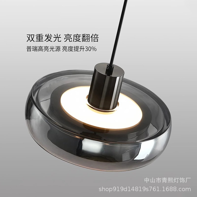 卧室床头吊灯意式轻奢高级感现代简约2025新款升降玻璃床头吊线灯