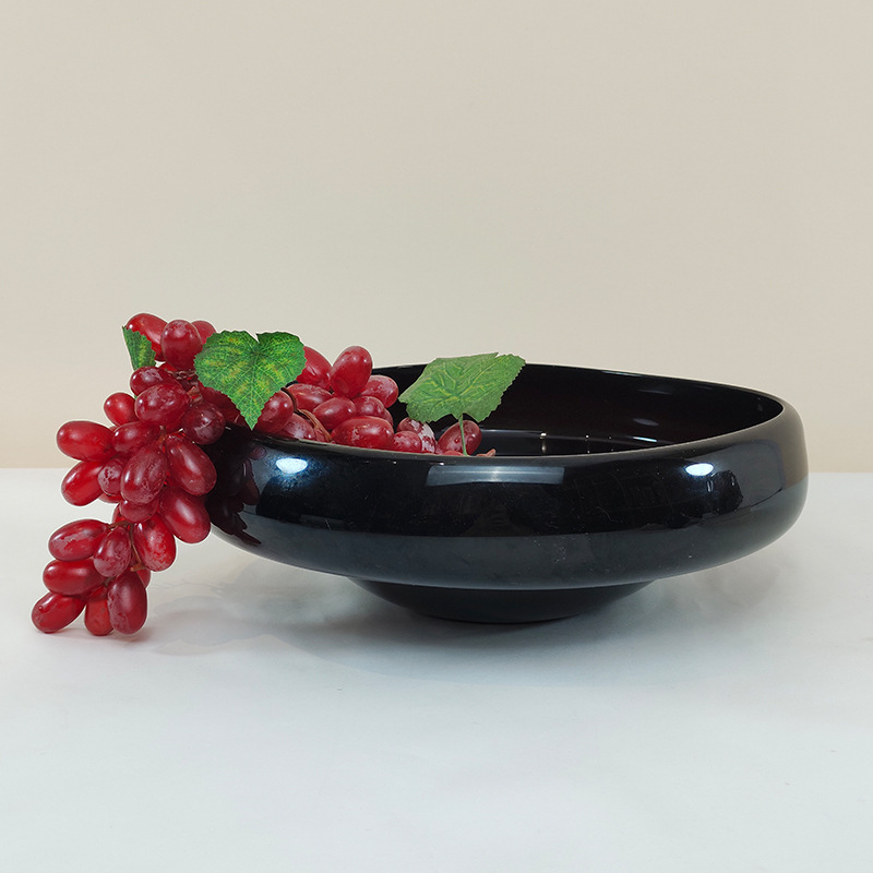 现代轻奢酒红色手工琉璃水果盘子简约时尚收纳盘摆件家用玻璃摆件