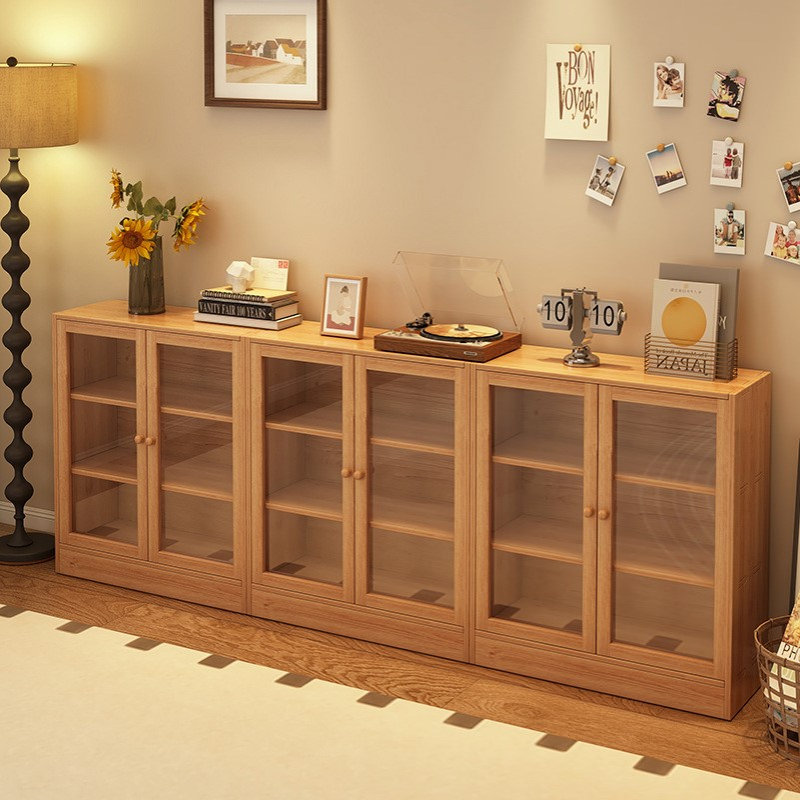 书柜置物柜一体组合式储物柜带门防尘收纳柜家用书柜矮柜书架落地