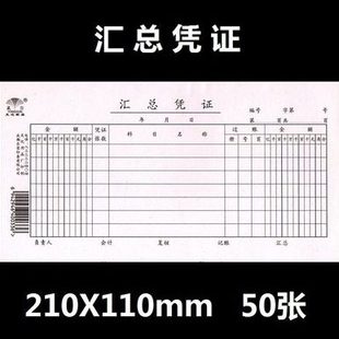 210X110mm10本价格 转账会计财务凭证单据 赢信 汇总凭证