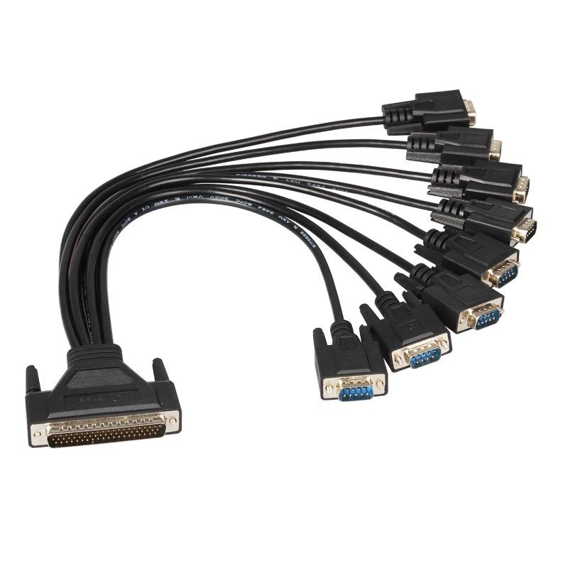 DB62转c8个串口线 3排62针转DB 9针RS232串口线  单线