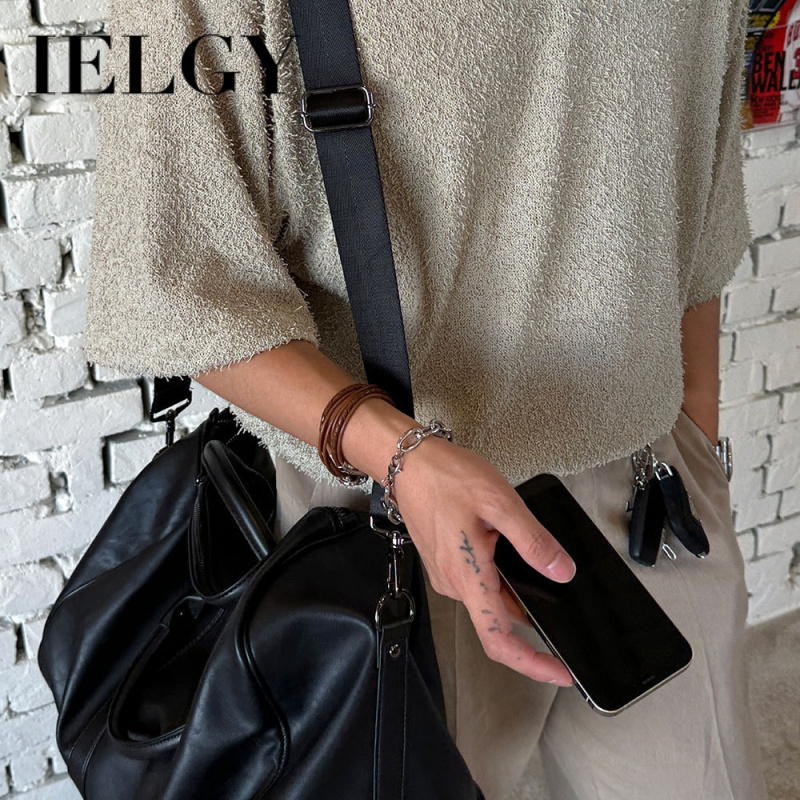 IELGY旅行包男手提包大容量旅游哑光皮健身包短途商务出差行李包