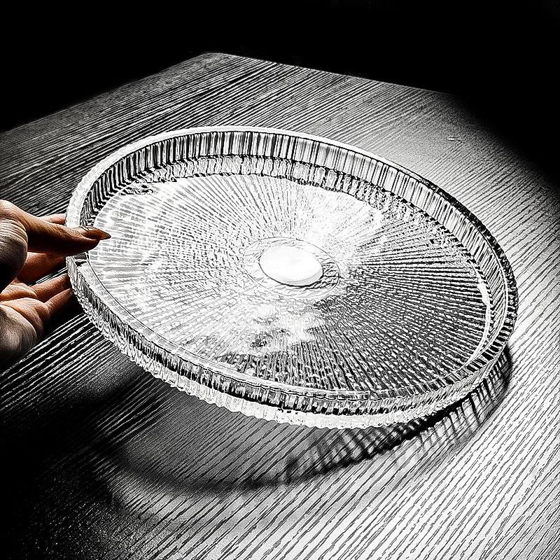 晶鑫餐具玻璃蛋糕轻奢高档盘子早餐摆盘意境菜商用餐盘托盘水果盘