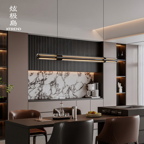 意式高级感一字长条玻璃餐厅吊灯