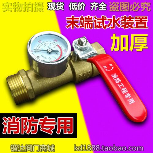 消防末端试水装置 水管试压球阀带压力表消防专用测压阀 1寸DN25