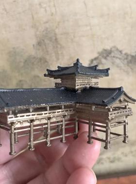 中式微景观亭子摆件枯山水装饰摆景水族山石树木盆景古代江南楼阁