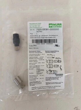 7000-08381-0000000原装MURR穆尔 4孔M8接插件/连接器
