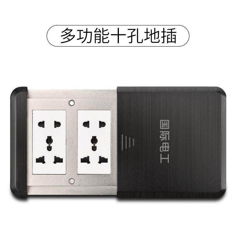 厂家定做不锈钢平推地插座双五孔十孔电话电脑多功能防水地板插座
