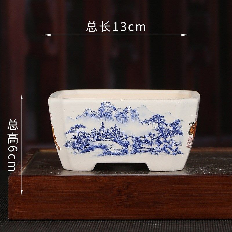 精品宜兴装饰彩绘花盆创意仿古抽角四方桌面阳台装饰YXCH20,鲜花速递/花卉仿真/绿植园艺,育苗盘/营养钵,淘宝优惠券,粉丝福利购,淘宝优惠卷