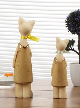 新款热卖陶瓷工艺品 创意家居饰领结猫二件套摆件cgh14004陶瓷工