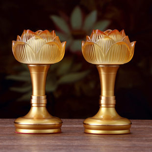 七彩琉璃莲花g灯佛供灯led佛灯 家用观音荷花 佛前供灯一对 插电
