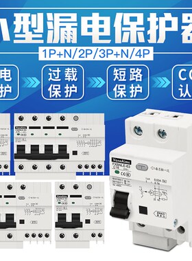 漏电断路器 家用空气开关带漏电保护器空开2P63A漏保 3P+N 4P32A