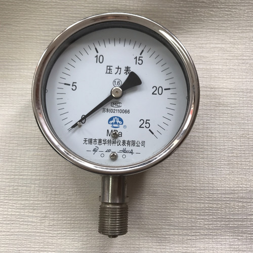 Y-100BF 0-25MPA 不锈钢压力表 25kg YF-100 100MM 径向 M20X1.5