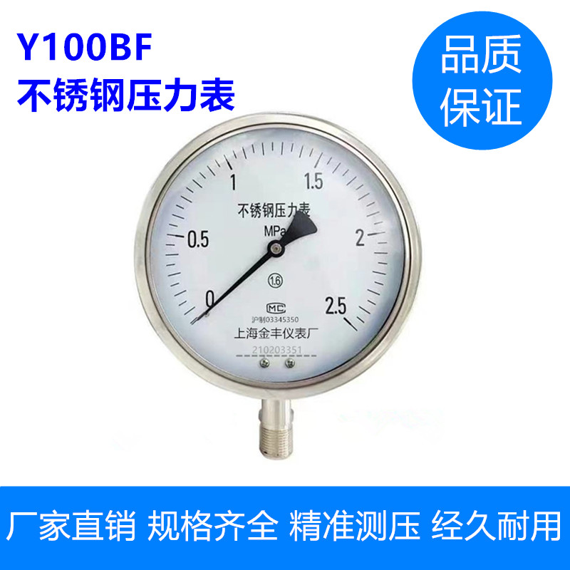 304不锈钢Y100BF防腐YN100BF耐震耐高温高温蒸汽锅炉氨用压力表