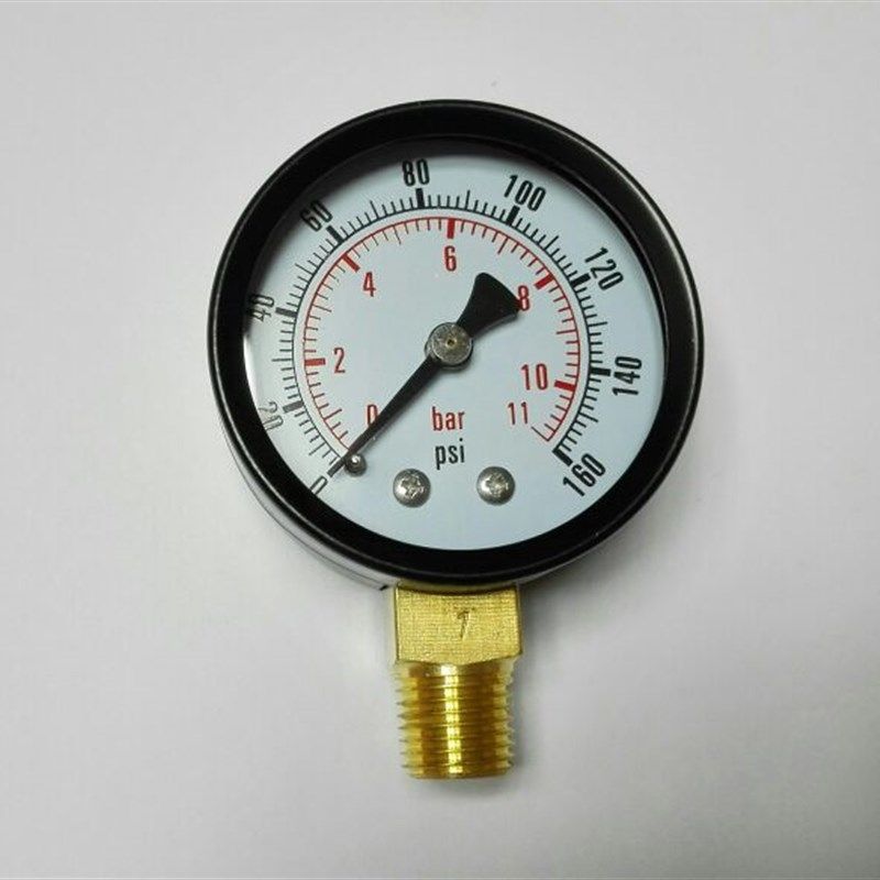 双刻度压力表 直径50毫米 13mm螺纹ZG1/4 2分牙 压力160psi 11bar