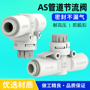 4002F04 3002 AS管道型节流阀调速阀直通气缸控制阀AS2002