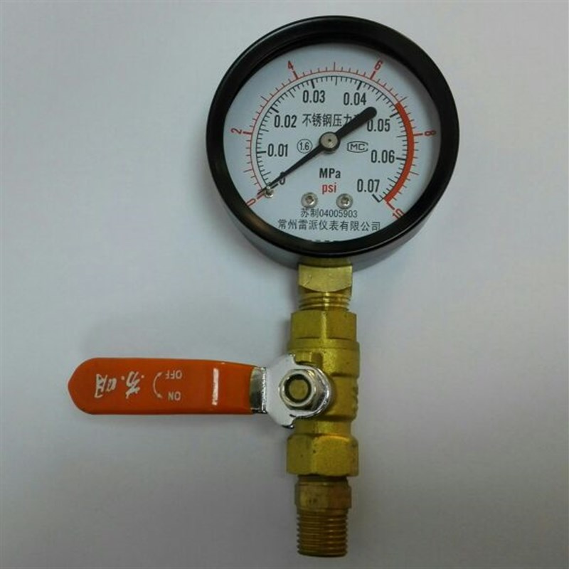压力表 带开关 带接头 压力0-0.07mpa 0_10psi 直径63mm 螺纹1/4