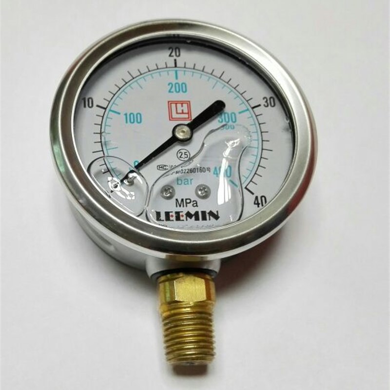 液压油压力表 LEEMlN 压力40mpa/400bar 铜螺纹ZG1/4  耐震压力表