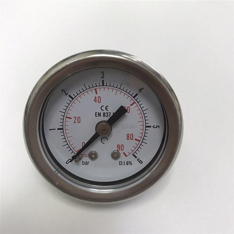 41mm全钢轴向压力表(正面47mm)压力0~90psi~6bar 2.5级 M10X1