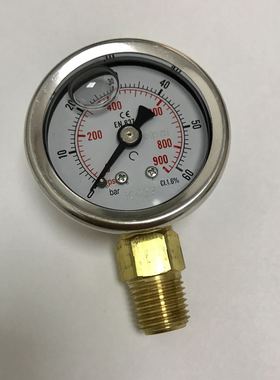 耐震压力表 直径40 前壳47mm 背后41mm 压力 60bar 900psi PT1/4