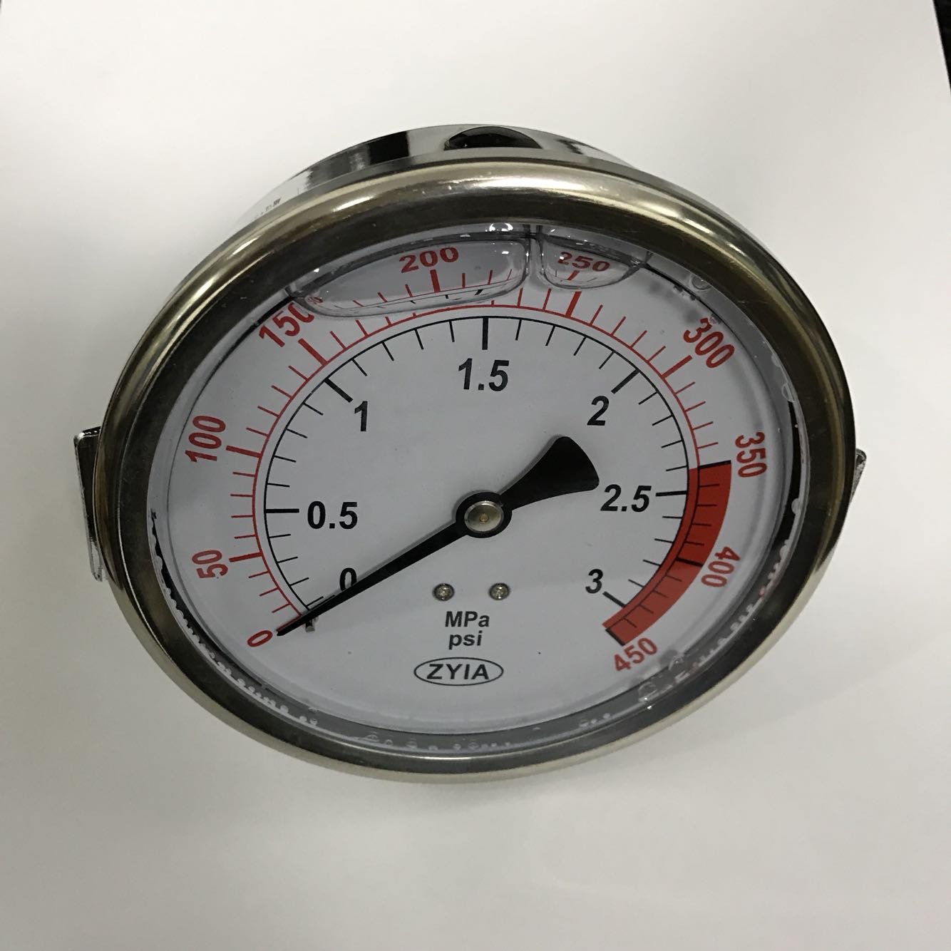 轴向耐震带支架压力表 YN-100Z-U 3mpa 450psi 直径100mm m20x1.5