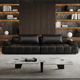 意式 极简真皮沙发头层真皮客厅组合直排黑色泡芙沙发简约高级设计