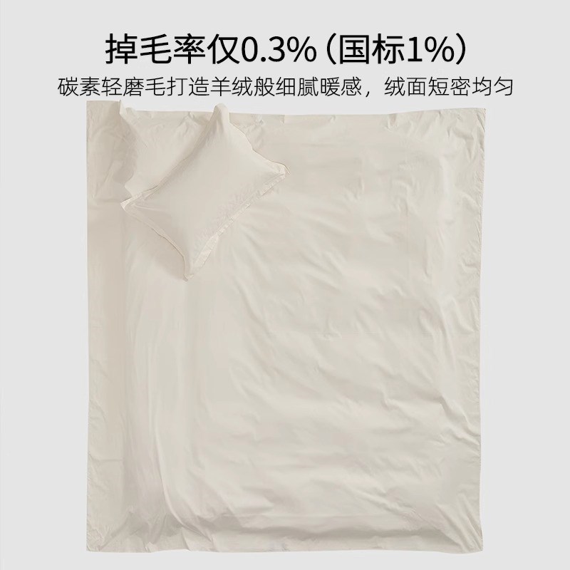 无印良品100s高端长绒棉磨毛床单单件全棉加厚纯色被单枕套三件套