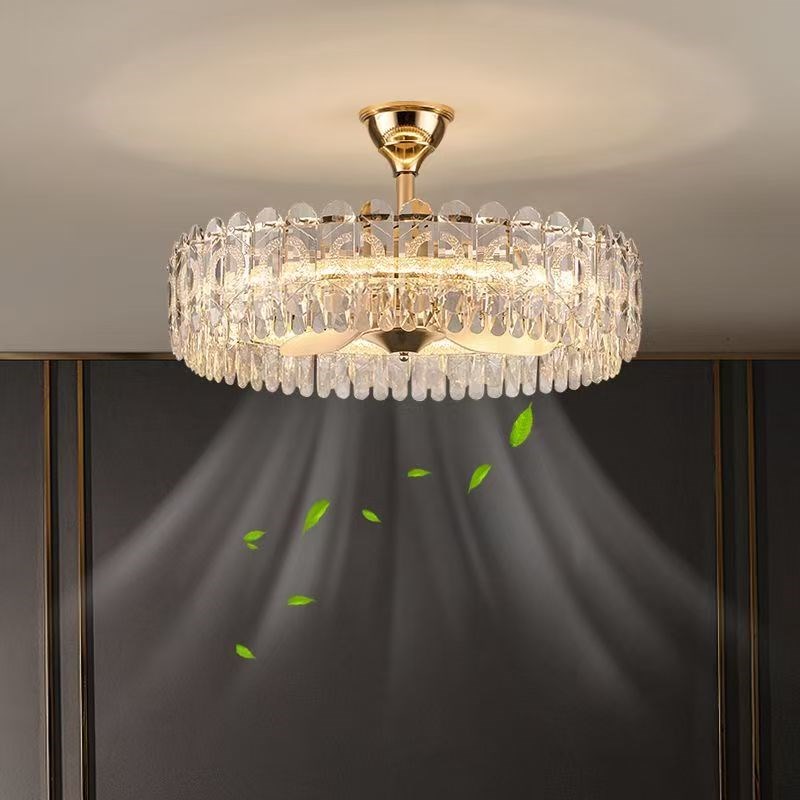 水晶吊扇灯吊扇灯客厅饭厅2025年灯轻奢新款家用大气风扇吊灯卧室