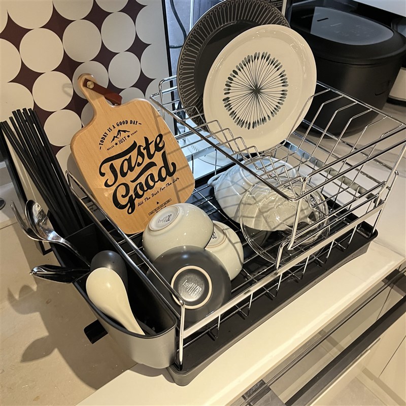 VIELE 轻奢包豪斯厨房不锈钢沥水篮中古银色碗架水杯双层置物架