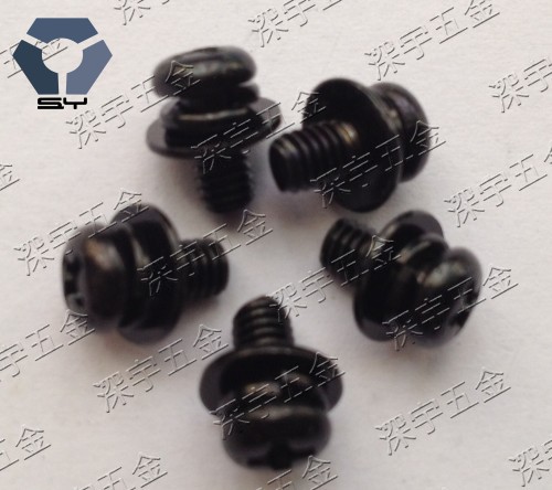 M3x63x30不锈钢黑色防锈圆头组合螺丝9074.8高盐雾耐腐蚀达克罗