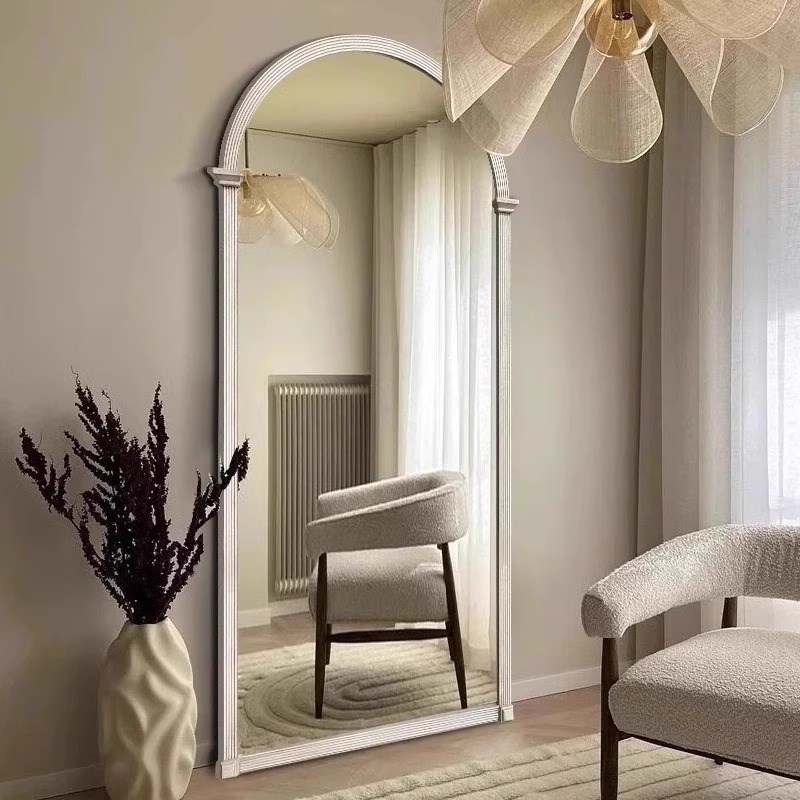 高级感落地镜家用壁挂式穿衣镜卧室试衣镜法式P轻奢风网红全身镜