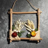 真花干花干树枝墙壁装 饰挂件墙上装 修壁挂客厅房间墙挂花环挂饰