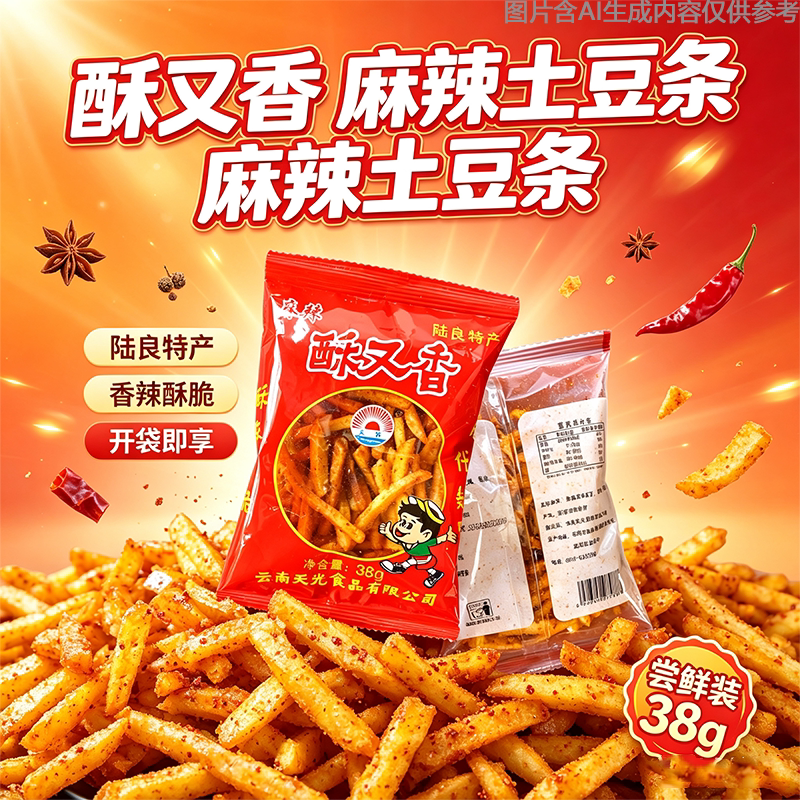 云南陆良特产土豆丝片小吃麻辣土豆丝麻辣土豆片香脆零食薯片袋
