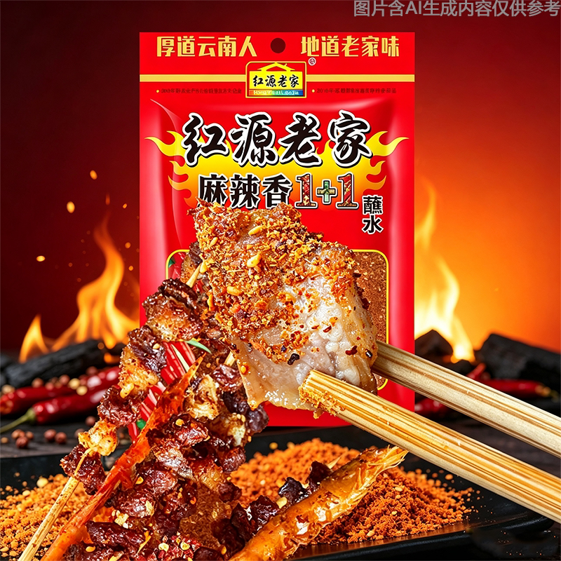 红源老家袋装辣椒面烧烤粉蒜香酸辣家用调料调香云南特产香辣加麻