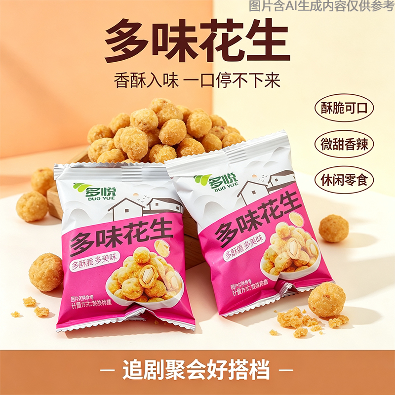 多味花生办公室整箱批发解馋小包装散装下酒菜网红零食香酥多悦袋
