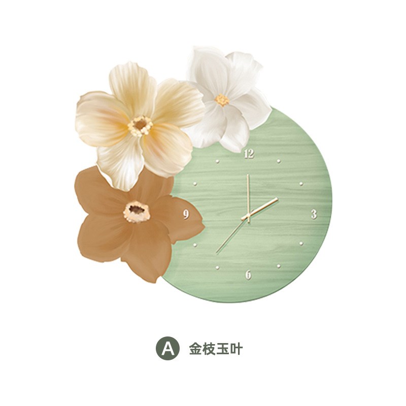 北欧insd风餐厅装饰画创意花卉带led灯钟表卧室壁画饭厅背景墙挂