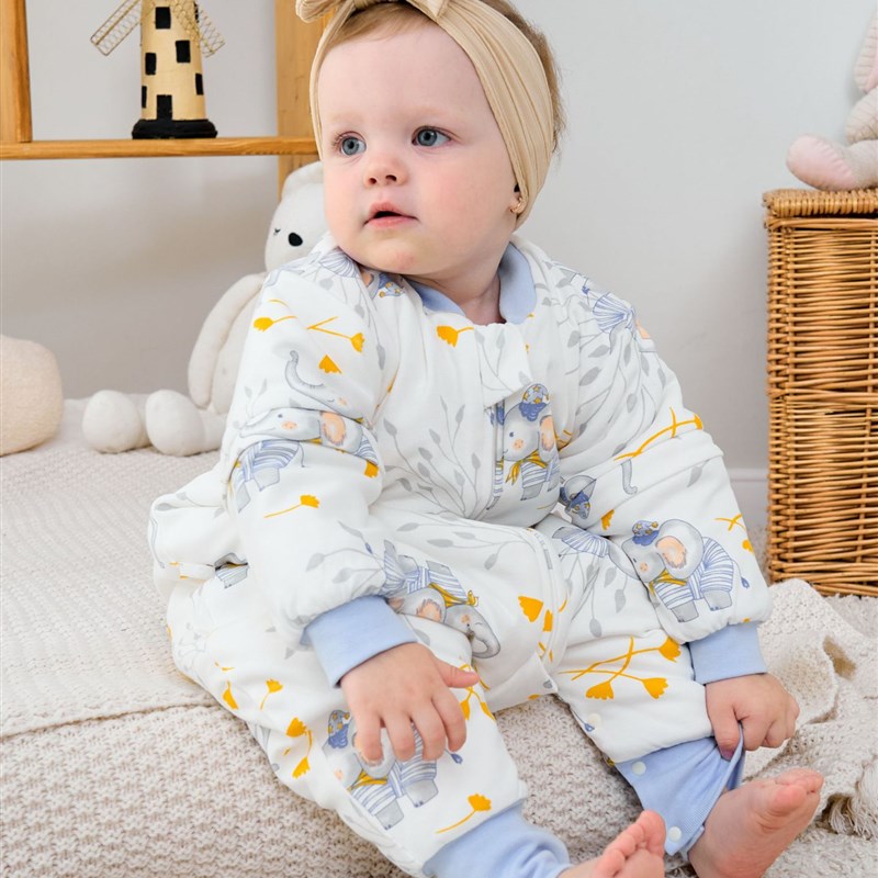 儿童秋季睡袋纯棉A类全开t分腿夹棉爬服睡袋可拆袖男女宝宝防踢被