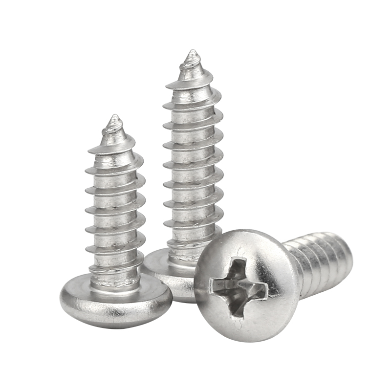 304不锈钢圆头十字自攻螺丝PA扁头盘头木十字自功尖尾螺钉M1M2M3