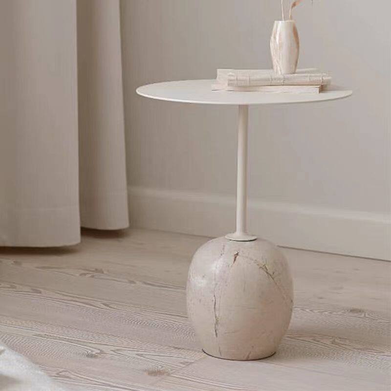 北欧大理石茶几卧室客厅沙发奶油设计师床边床头简约圆桌角几桌子