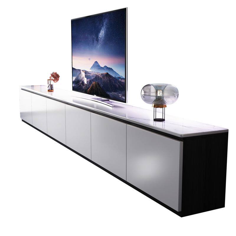 极简岩板电视柜现代简约家用客厅落地小户型60cm高款地台白色实木