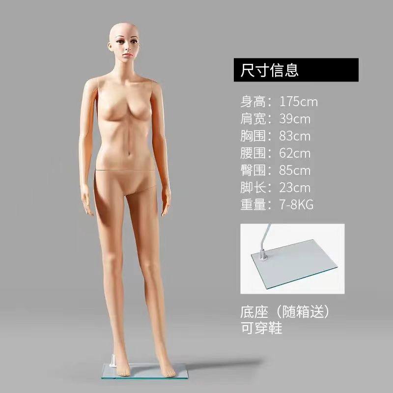 包邮PE塑料模特服装女道具全身婚纱服装模特送假发送底座仿真假人