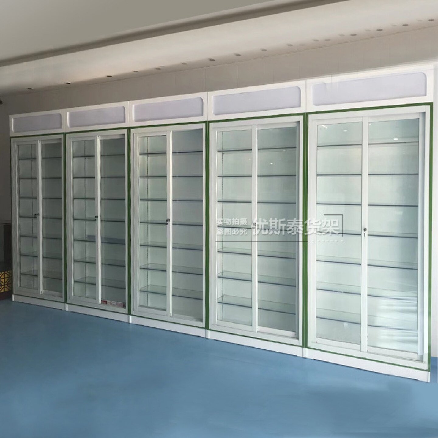 药店货架药房展示架诊所处方西药柜药柜玻璃柜台药品阴凉柜展示柜