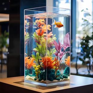 防摔方柱形金鱼缸透明亚克力家用小型客厅酒店斗鱼乌龟大型水族箱