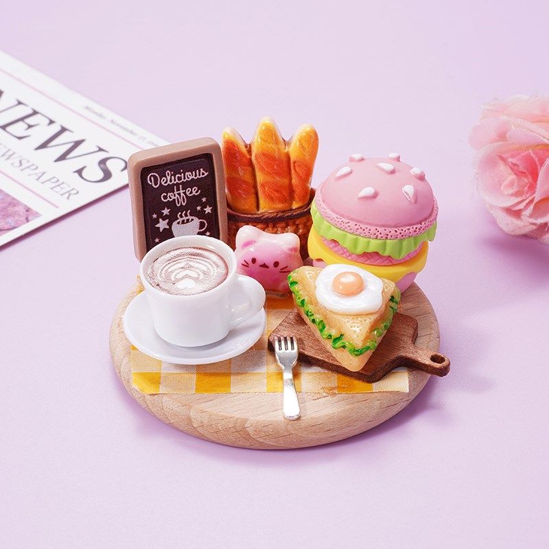 微缩食玩创意DIY冰箱贴仿真食物小摆件创意手工迷你面包树脂汉堡